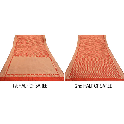 Sanskriti Vintage Red Saree Art Silk woven Sustainable Fabric Premium Cultural Sari