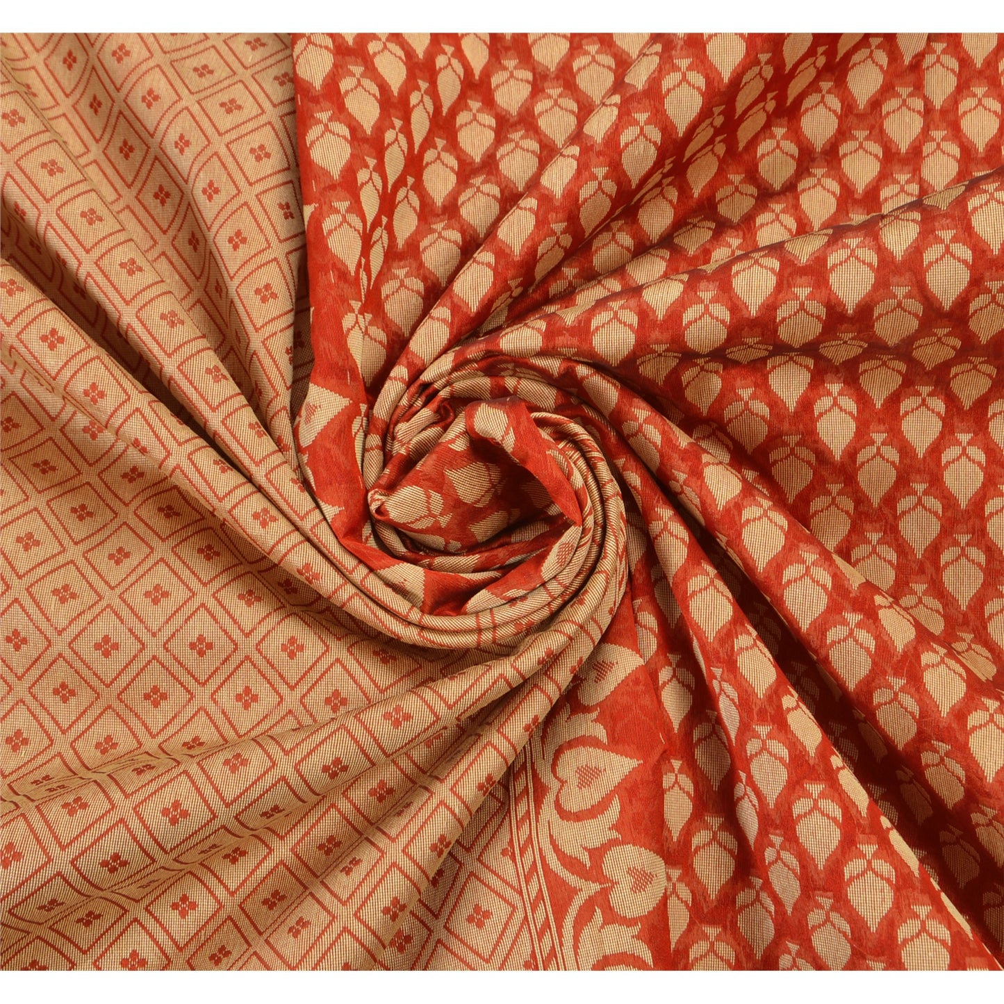 Sanskriti Vintage Red Saree Art Silk woven Sustainable Fabric Premium Cultural Sari