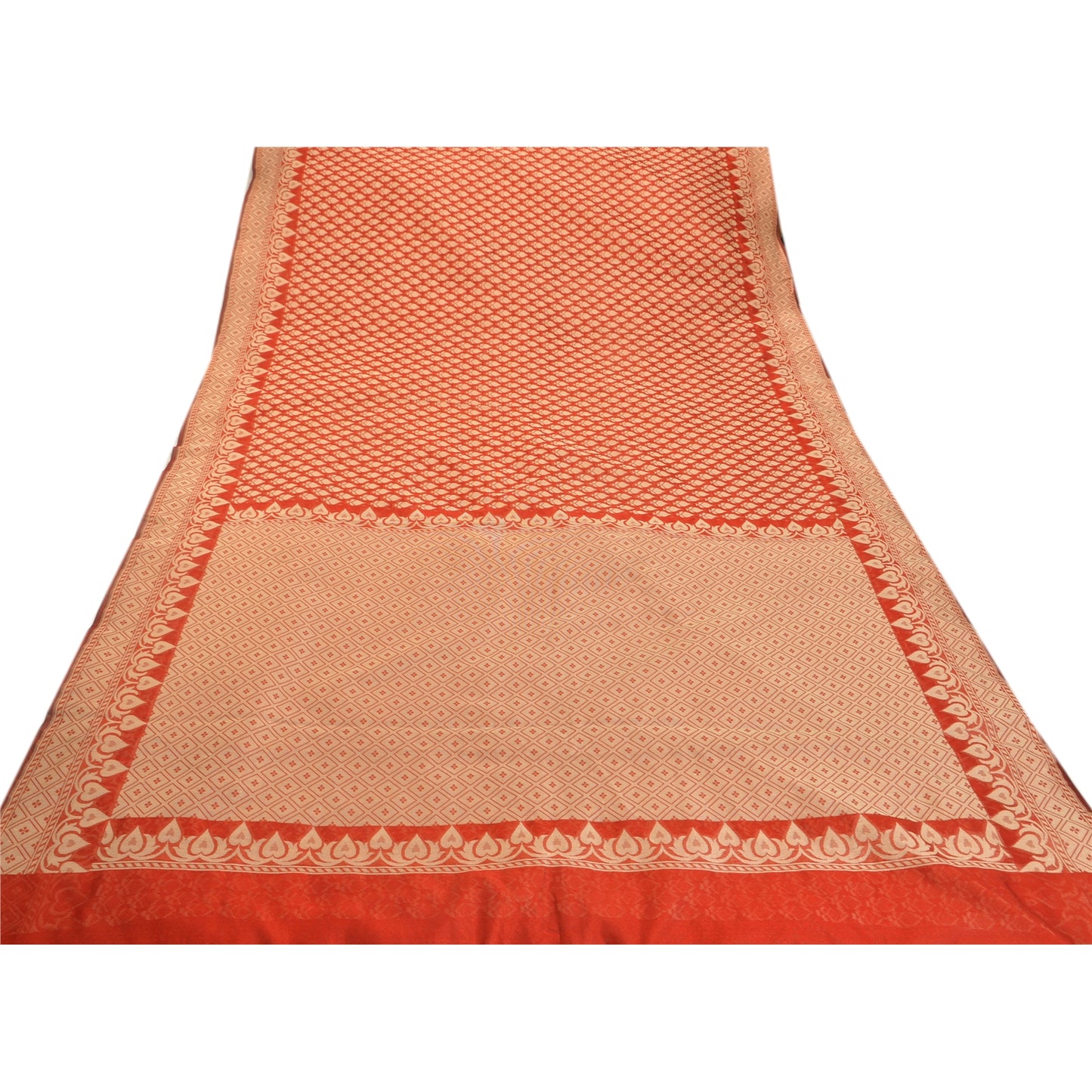 Sanskriti Vintage Red Saree Art Silk woven Sustainable Fabric Premium Cultural Sari