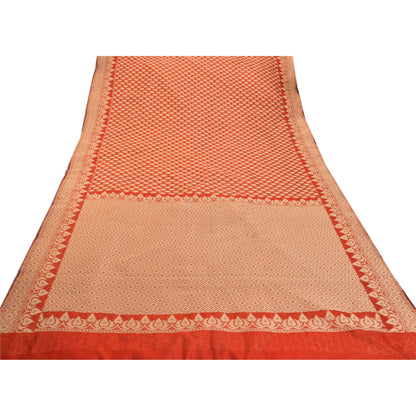 Sanskriti Vintage Red Saree Art Silk woven Sustainable Fabric Premium Cultural Sari