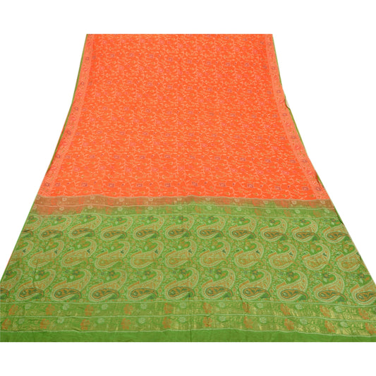 Sanskriti Vintage Antique Indian Saree 100% Pure Silk Woven Sustainable Fabric Premium Sari