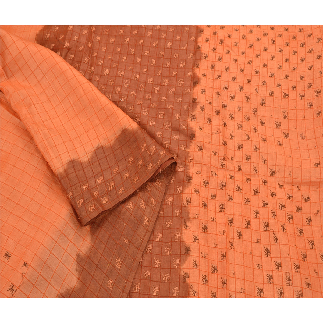 Antique Saree 100% Pure Silk Hand Embroidery Fabric Sari