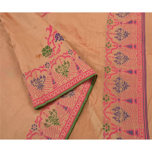 Sanskriti Vintage Indian Saree Art Silk Hand Woven Sustainable Fabric Premium Cultural Sari