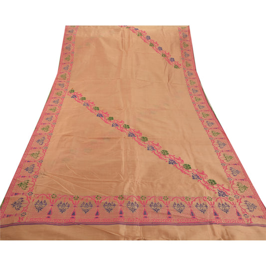 Sanskriti Vintage Indian Saree Art Silk Hand Woven Sustainable Fabric Premium Cultural Sari