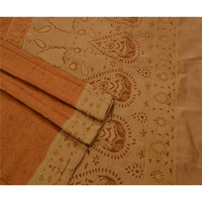 Sanskriti Vintage Antique Indian Saree Pure Satin Silk Woven Sustainable Fabric Premium Sari
