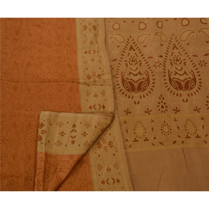 Sanskriti Vintage Antique Indian Saree Pure Satin Silk Woven Sustainable Fabric Premium Sari