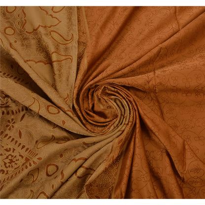 Sanskriti Vintage Antique Indian Saree Pure Satin Silk Woven Sustainable Fabric Premium Sari