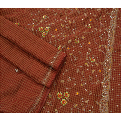 Sanskriti Vintage Antique Saree Georgette Hand Embroidery Sustainable Fabric Premium Sari