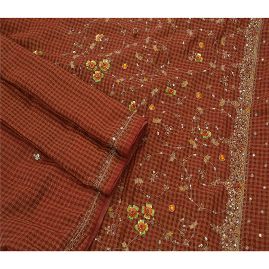 Sanskriti Vintage Antique Saree Georgette Hand Embroidery Sustainable Fabric Premium Sari