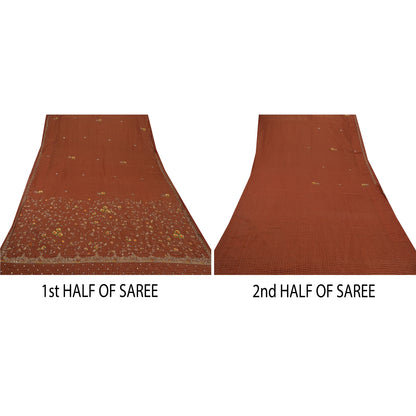 Sanskriti Vintage Antique Saree Georgette Hand Embroidery Sustainable Fabric Premium Sari