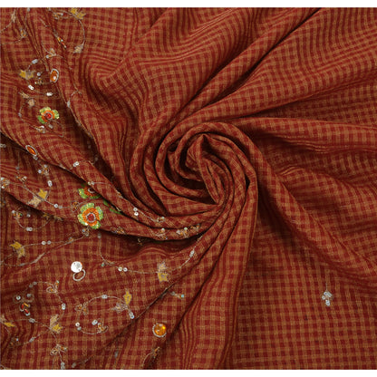 Sanskriti Vintage Antique Saree Georgette Hand Embroidery Sustainable Fabric Premium Sari