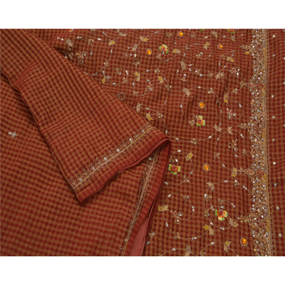 Sanskriti Vintage Antique Saree Georgette Hand Embroidery Sustainable Fabric Premium Sari