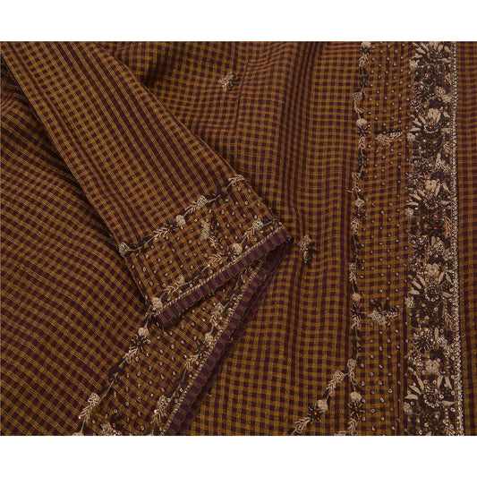 Sanskriti Vintage Antique Saree Georgette Hand Embroidery Sustainable Fabric Premium Sari