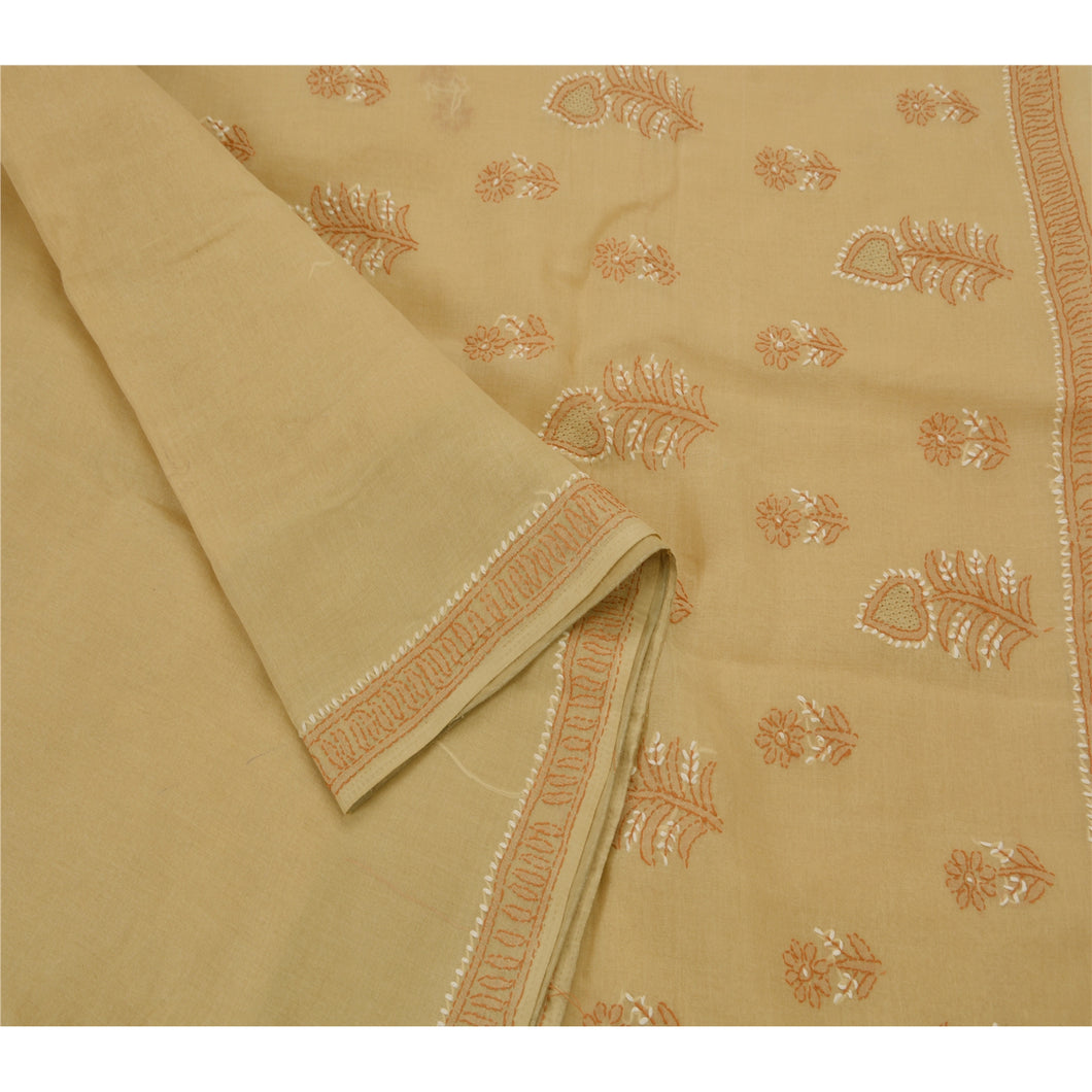 Saree Cotton Hand Embroidered Fabric Premium Chikankari Sari