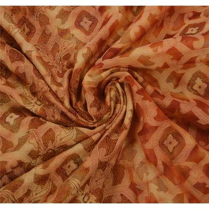 Sanskriti Vintage Saree 100% Pure Organza Silk Hand Beaded Woven Sustainable Fabric Premium Sari