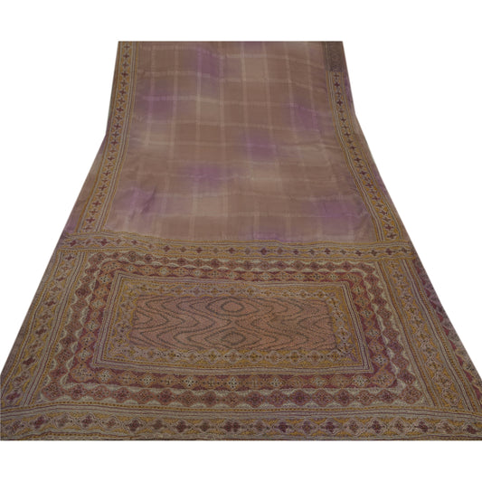 Sanskriti Vintage Saree Art Silk Hand Beaded Craft Sustainable Fabric Premium Cultural Sari