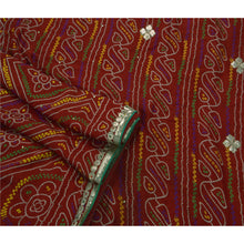 Load image into Gallery viewer, Sanskriti Vintage Dark Red Indian Saree Art Silk Hand Beaded Fabric Premium Bandhani Sari
