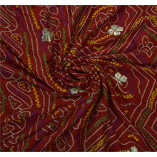 Load image into Gallery viewer, Sanskriti Vintage Dark Red Indian Saree Art Silk Hand Beaded Fabric Premium Bandhani Sari
