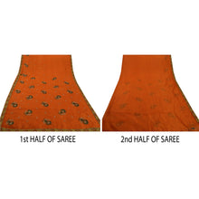 Load image into Gallery viewer, Sanskriti Vintage Indian Saree Art Silk Embroidered Orange Fabric Craft Sari
