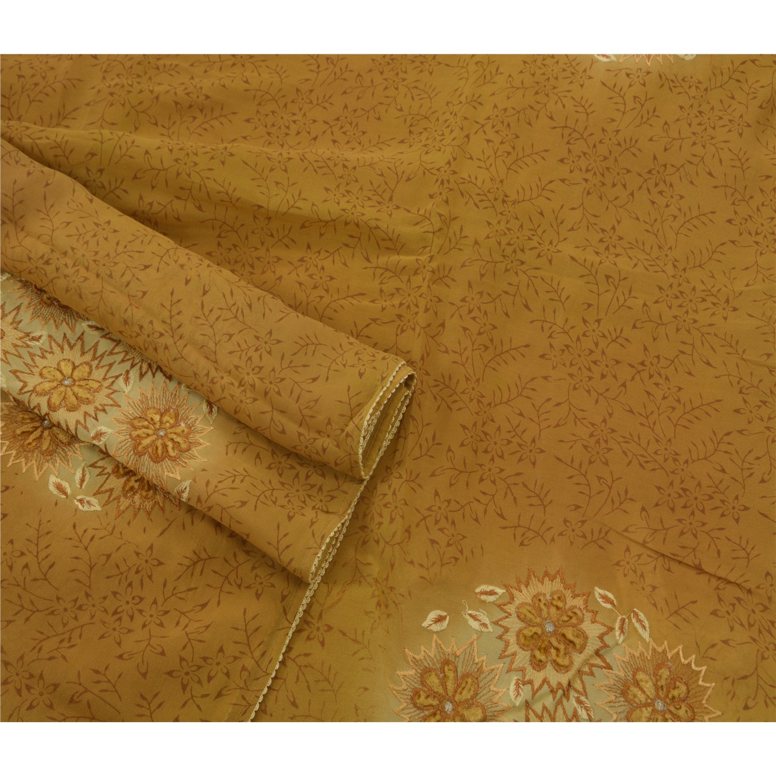 Sanskriti Vintage Sari Blend Georgette Broderet Bæredygtigt Stoff Premium Kulturel Sari