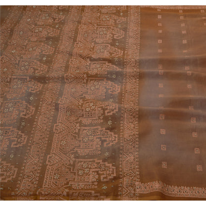 Sanskriti Vintage Indian Saree Cotton Hand Beaded Painted Sustainable Fabric Premium Sari