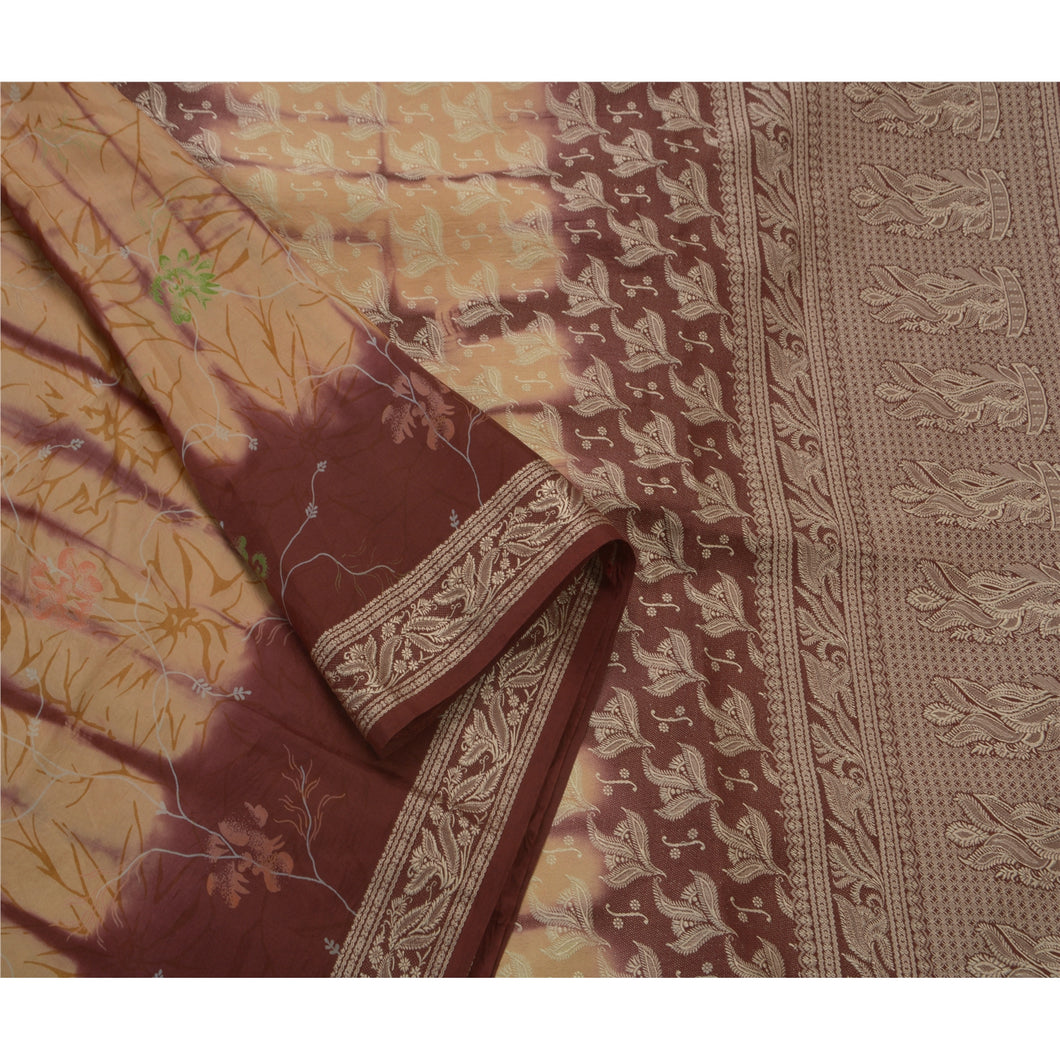 Sanskriti Antique Vintage Indian Saree 100% Pure Silk Woven Craft Fabric Sari