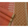 Sanskriti Vintage Indian Saree Silk Blend Woven Peach Craft Sustainable Fabric Premium Sari