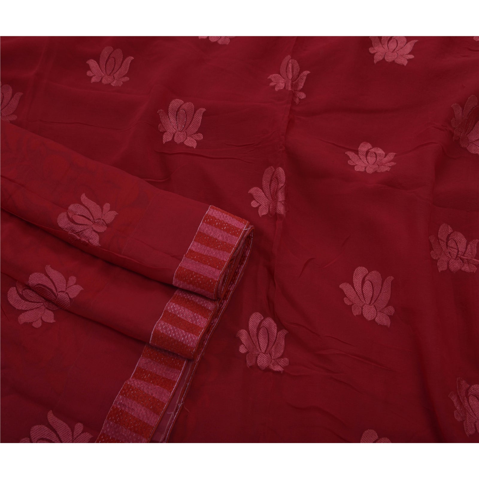 Sanskriti Vintage Sari Blend Georgette Broderet Bæredygtigt Stoff Premium Kulturel Sari