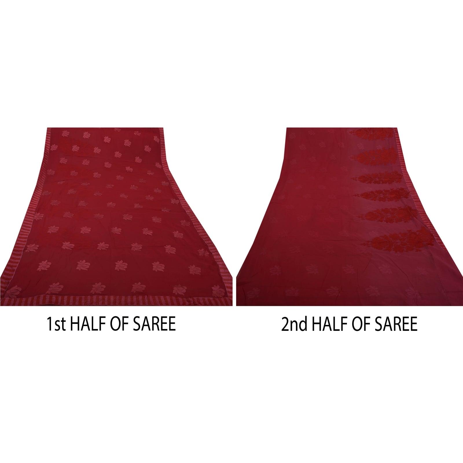 Sanskriti Vintage Sari Blend Georgette Broderet Bæredygtigt Stoff Premium Kulturel Sari