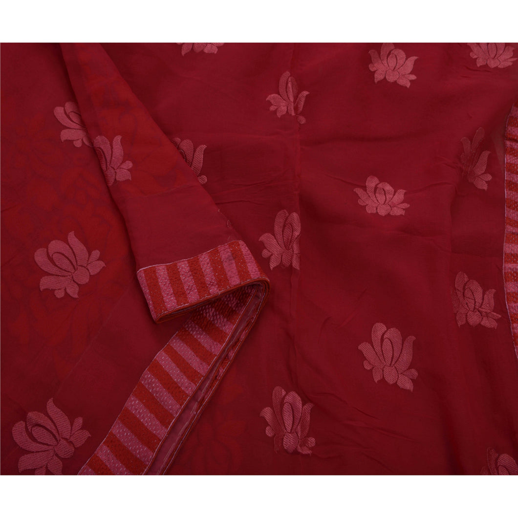 Sanskriti Vintage Saree Blend Georgette Embroidered Fabric Premium Cultural Sari