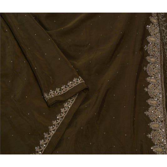 Sanskriti Vintage Saree Art Silk Hand Beaded Green Sustainable Fabric Premium Ethnic Sari