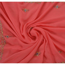 Load image into Gallery viewer, Sanskriti Vintage Saree Georgette Hand Beaded Pink Fabric Premium Ethnic Sari
