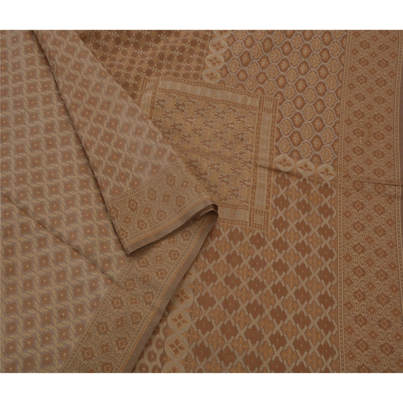 Sanskriti Vintage Gray Woven Blend Silk Sari - 5yd Craft Fabric Design- Dresses, Kaftans, Skirts, or Blouses, Projects Remnant Fabric