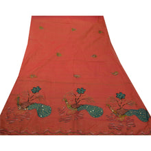 Load image into Gallery viewer, Sanskriti Vintage Peach Indian Saree Blend Cotton Hand Beaded Craft Fabric Sari
