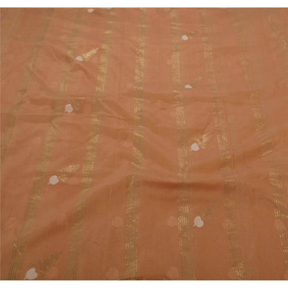 Sanskriti Vintage Saree Art Silk Woven Peach Sustainable Fabric Craft Sari Floral