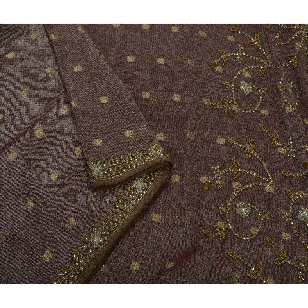 Sanskriti Vintage Saree Georgette Hand Beaded Woven Fabric Premium Ethnic Sari