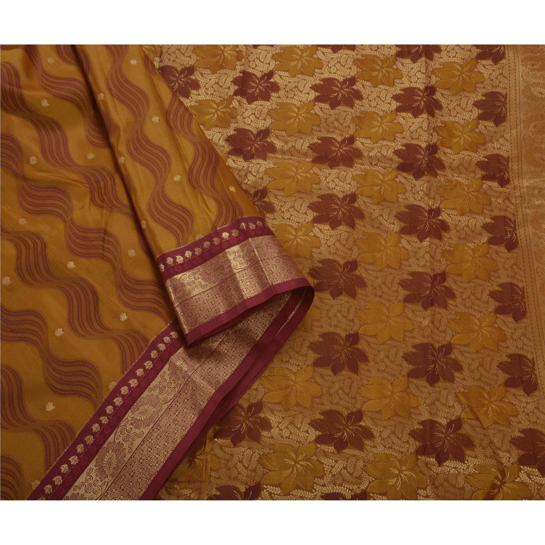 Indian Saree Art Silk Woven Craft Fabric Premium Cream Sari