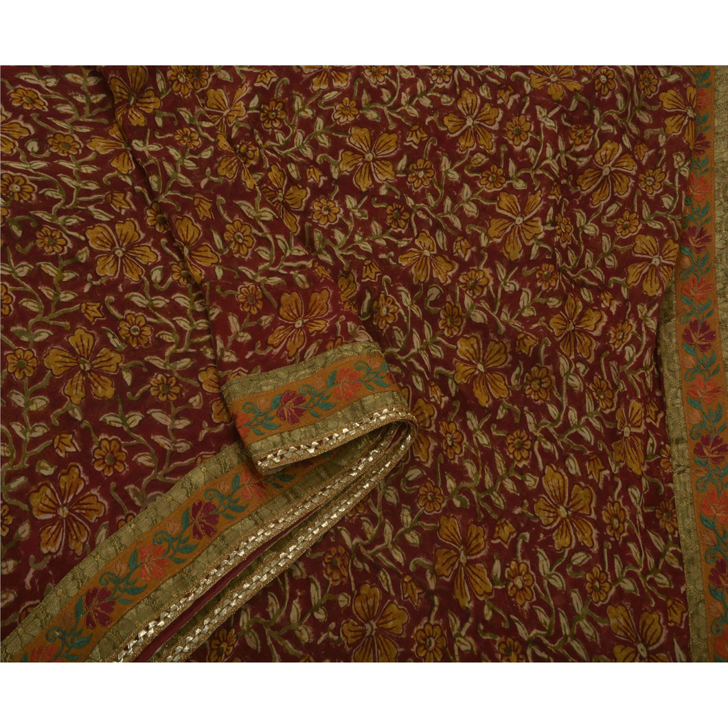 Saree Blend Georgette Embroidered Craft Fabric Premium Sari