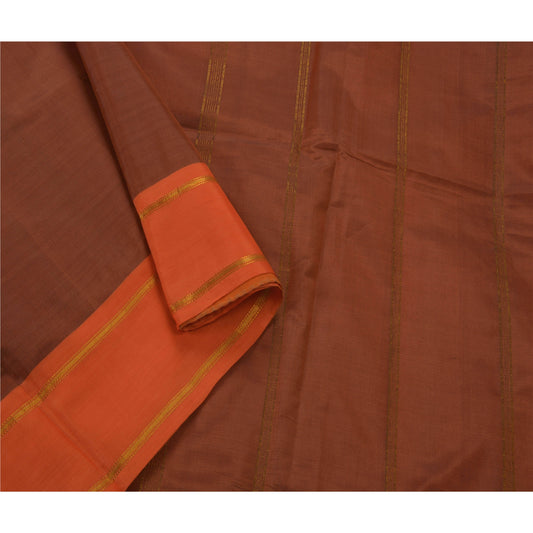 Sanskriti Vintage Saree Art Silk Woven Craft Sustainable Fabric Orange Sari