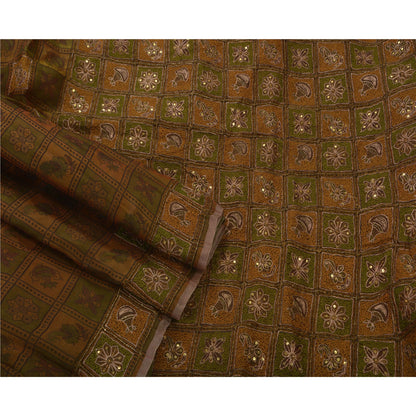 Sanskriti Vintage Antique Vintage Saree Pure Organza Silk Hand Embroidery Sustainable Fabric Premium Sari