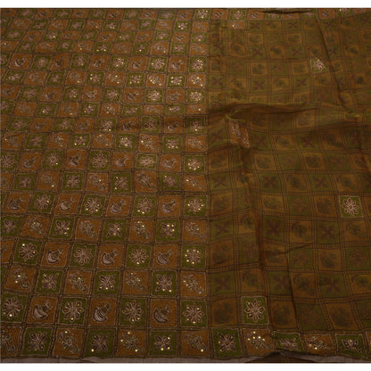 Sanskriti Vintage Antique Vintage Saree Pure Organza Silk Hand Embroidery Sustainable Fabric Premium Sari