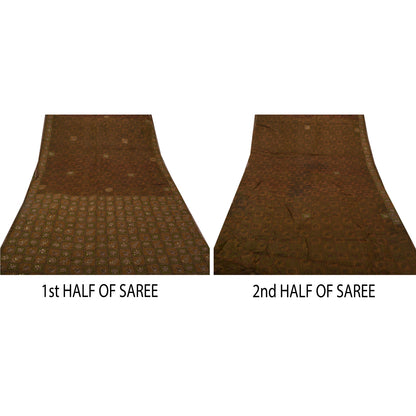 Sanskriti Vintage Antique Vintage Saree Pure Organza Silk Hand Embroidery Sustainable Fabric Premium Sari