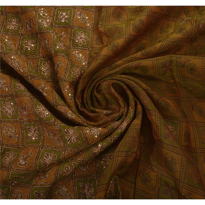 Sanskriti Vintage Antique Vintage Saree Pure Organza Silk Hand Embroidery Sustainable Fabric Premium Sari
