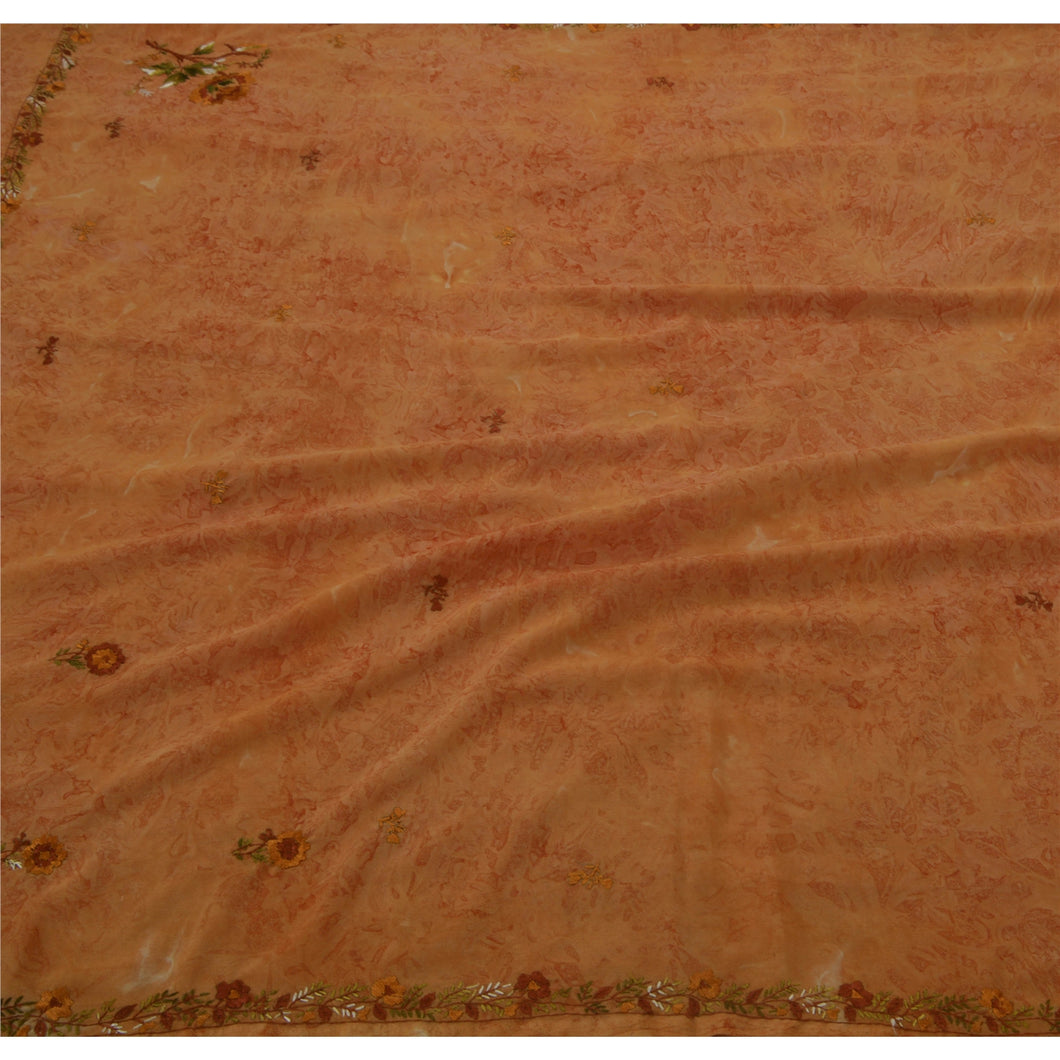 Indian Saree Georgette Hand Embroidered Fabric Premium Sari