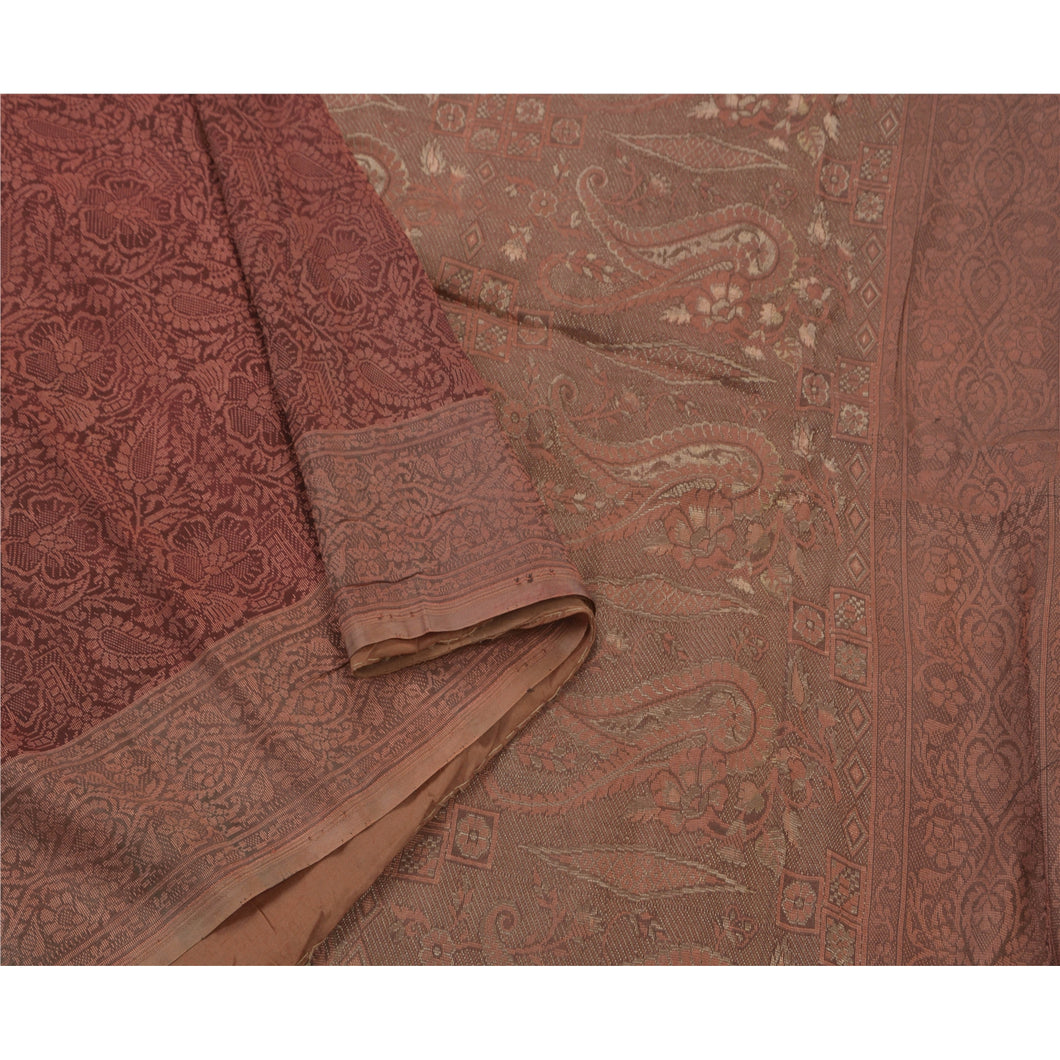 Sanskriti Vintage Saree Silk Blend Woven Craft Fabric Premium 5 Yard Sari