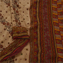 Load image into Gallery viewer, Vintage Saree 100% Pure Crepe Silk Hand Beaded Cream Fabric Premium Sari
