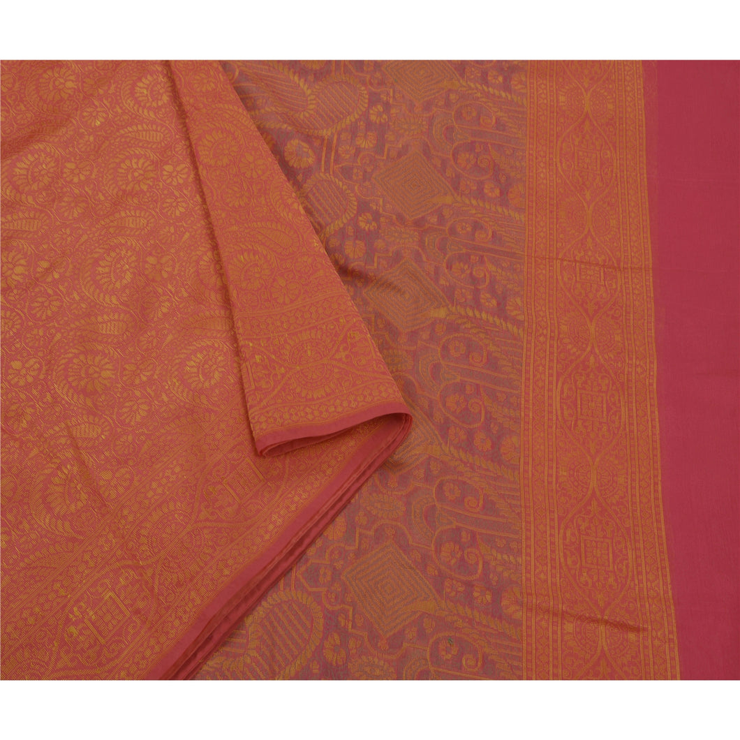 Saree Silk Blend Woven Pink Craft Fabric Premium 5 Yard Sari