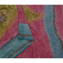 Load image into Gallery viewer, Saree Blend Georgette Hand Beaded Fabric Premium 5Yd Sari Pink
