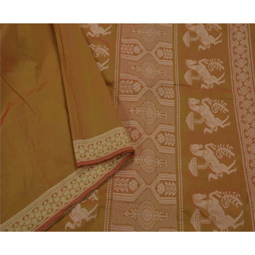 Sanskriti Antique Vintage Saree Art Silk Woven Green Fabric Premium 5Yd Sari