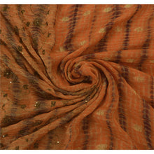 Load image into Gallery viewer, Sanskriti Vintage Orange Leheria Saree Blend Georgette Hand Beaded Fabric Sari
